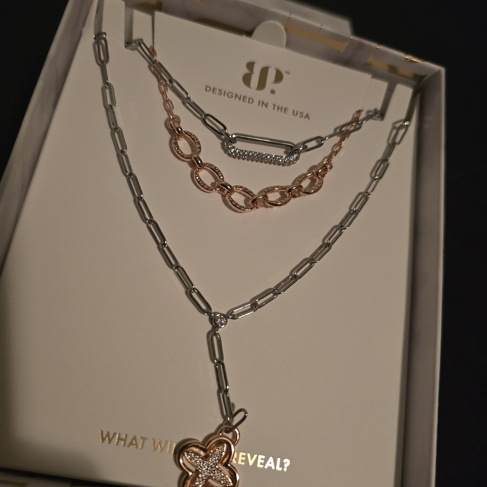 Chic Silver and Gold Necklace Set - Picture 3 of 5